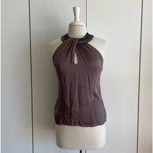 Bebe chain accented halter top